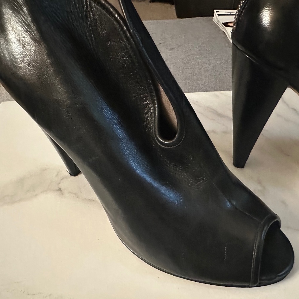 Leather Peep Toe Bootie